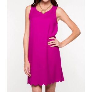 Everly Solid Shift Dress With Scalloped Hem Pink Women’s Size Medium